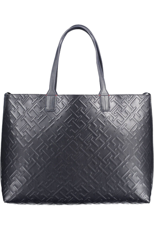 Blue Polyurethane Women Handbag