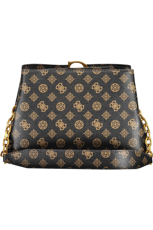 Brown Polyurethane Women Handbag