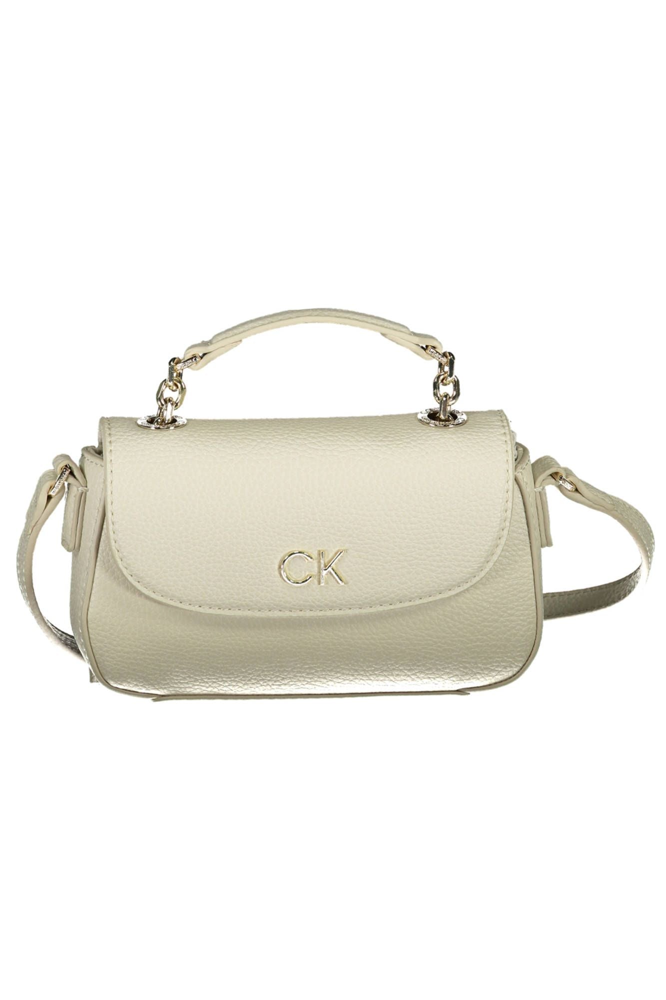 White Polyester Women Handbag