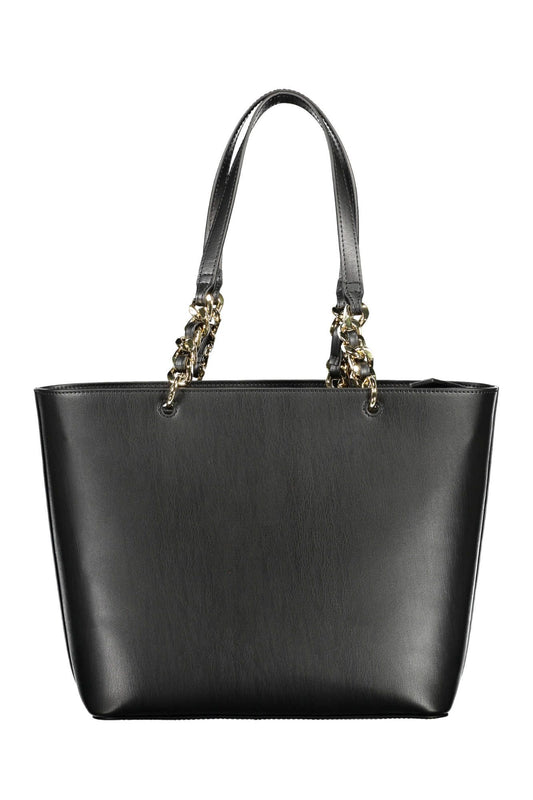 Black Polyurethane Women Handbag