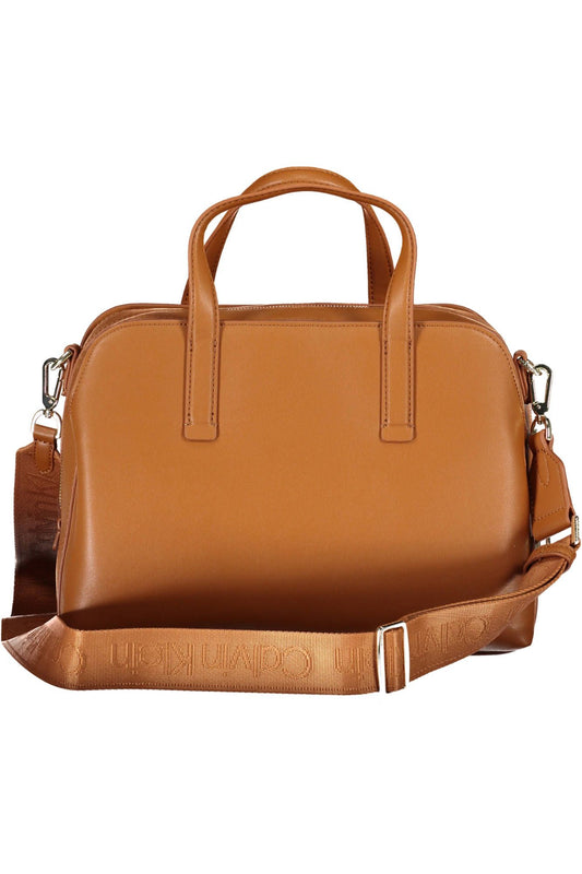 Brown Polyester Women Handbag