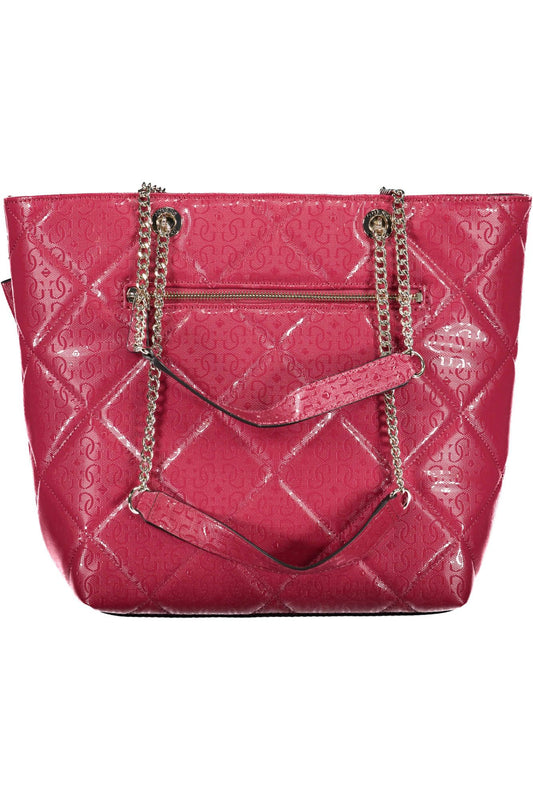 Pink Polyurethane Women Handbag