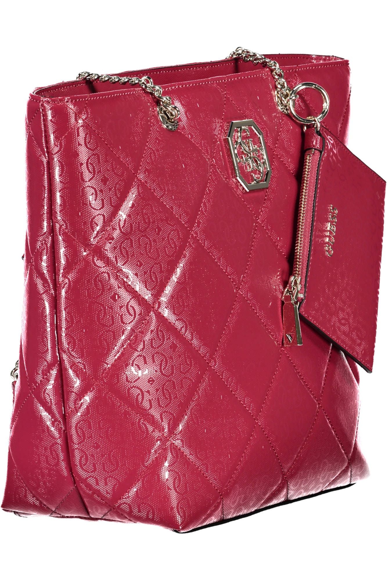 Pink Polyurethane Women Handbag