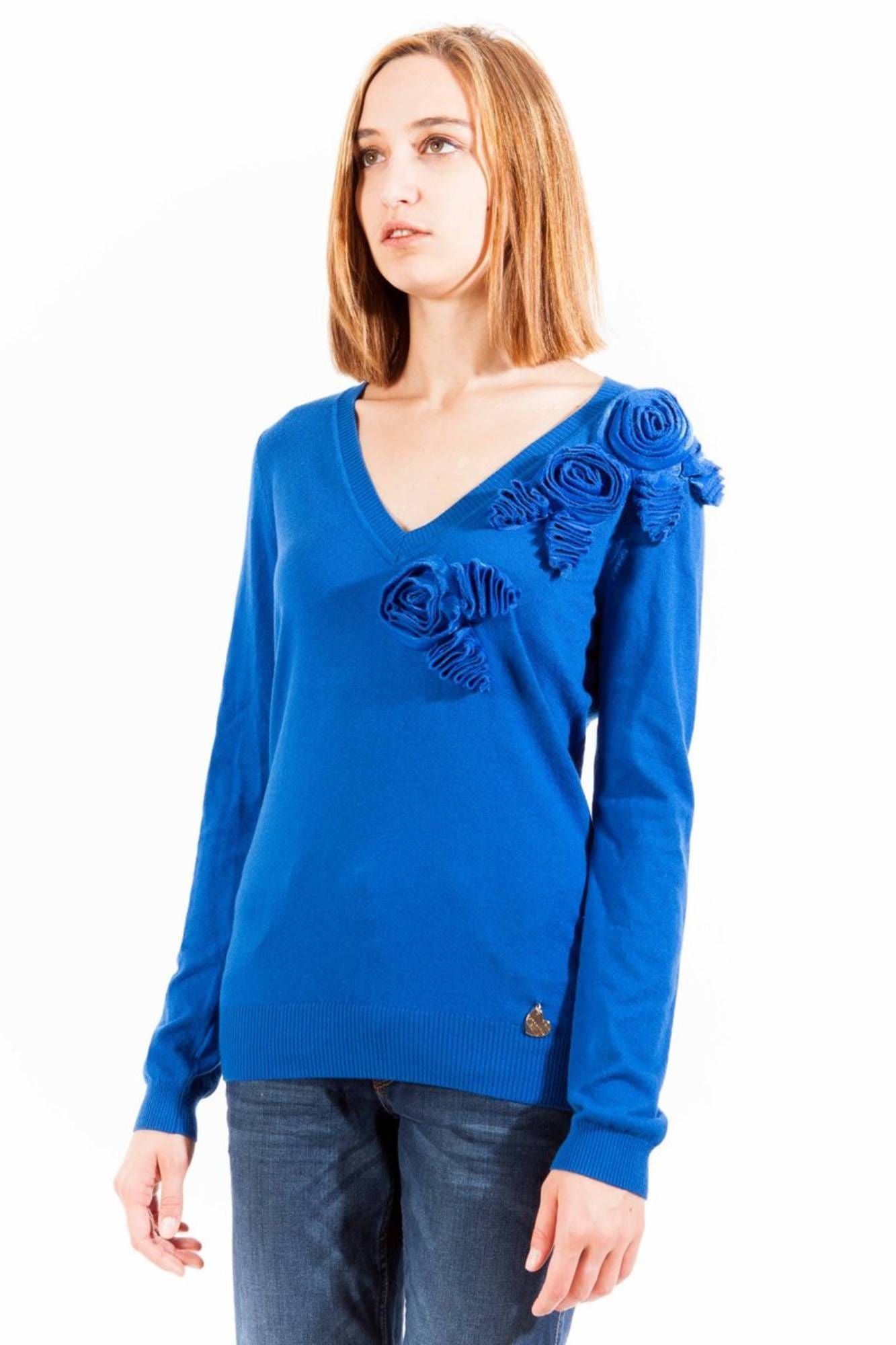 Blue Wool Women Sweater