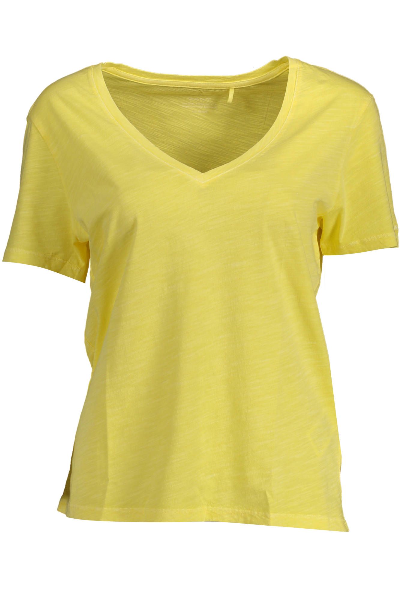 Yellow Cotton Women T-Shirt