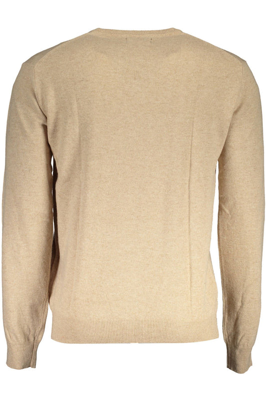 Beige Wool Men Sweater