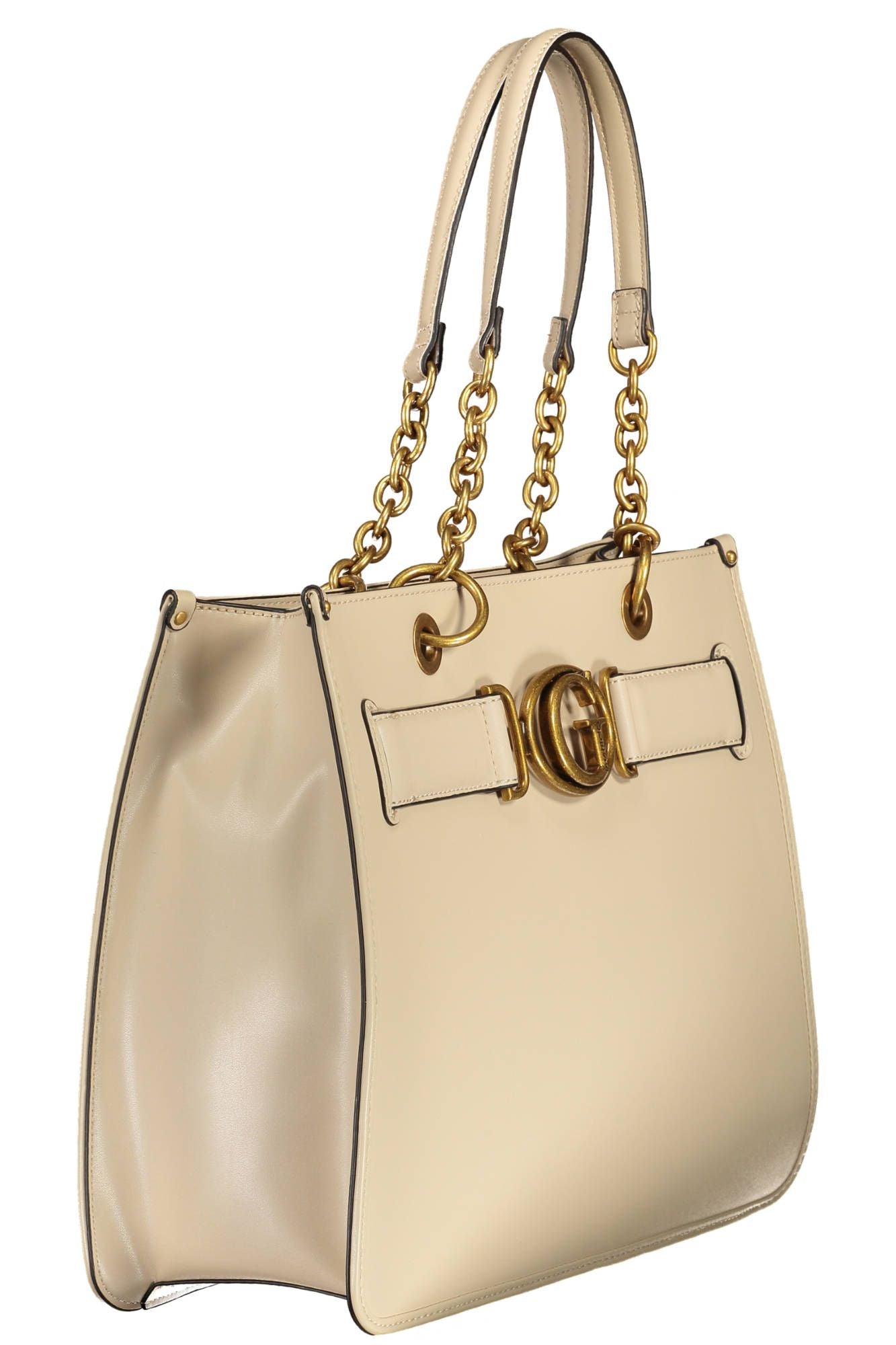 Beige Polyurethane Women Handbag