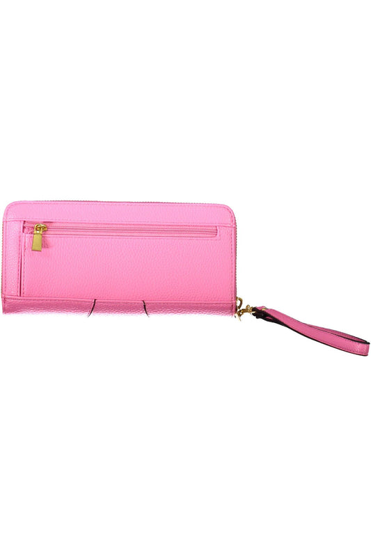 Pink Polyurethane Women Wallet