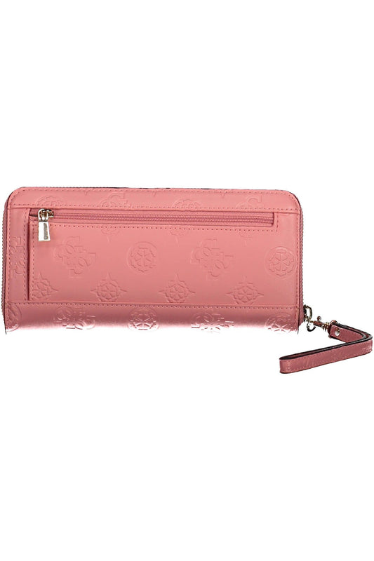 Pink Polyurethane Women Wallet