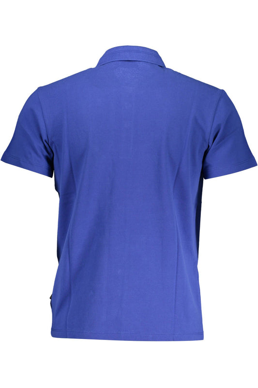 Blue Cotton Men Polo Shirt