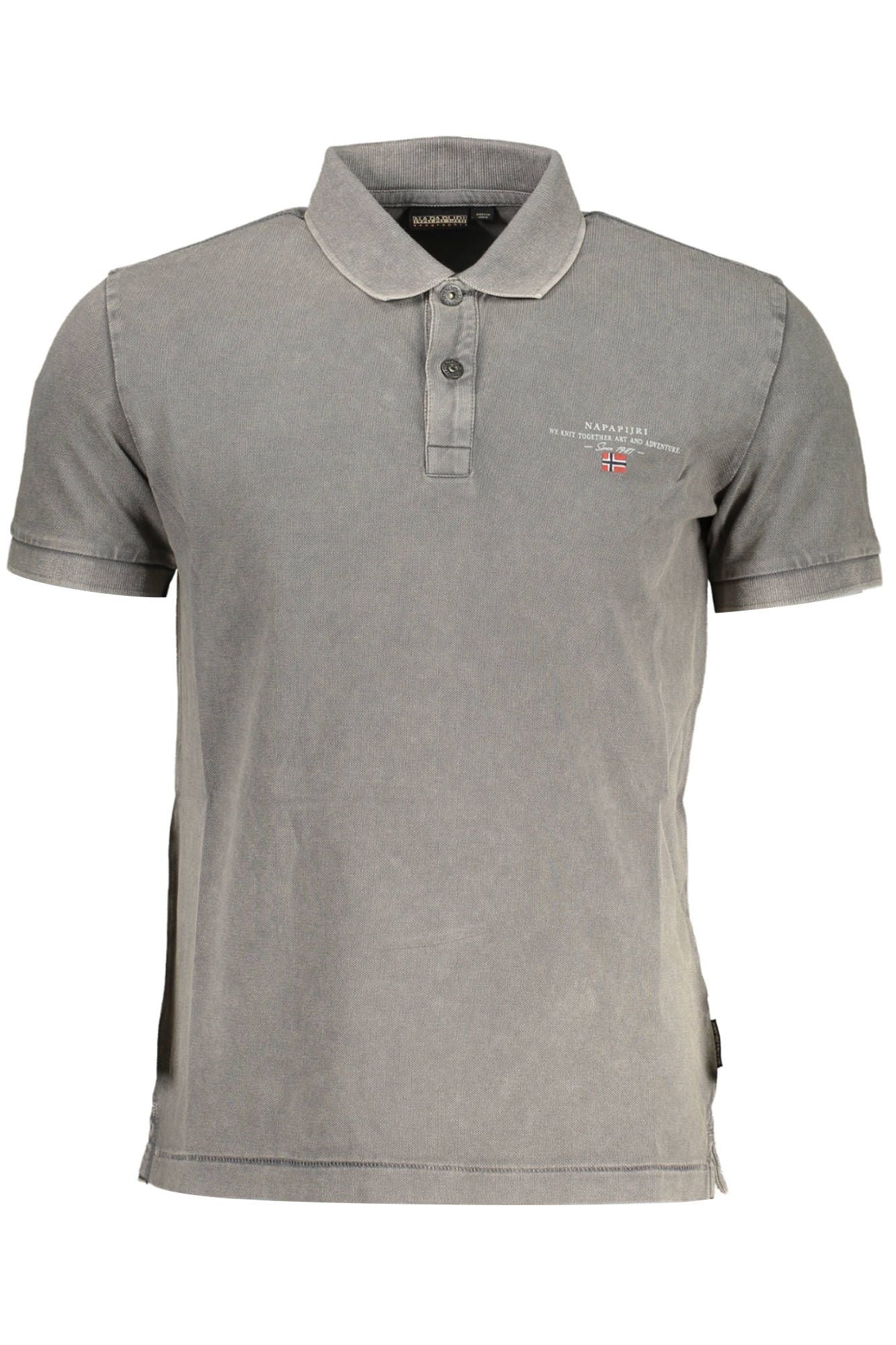 Gray Cotton Men Polo Shirt
