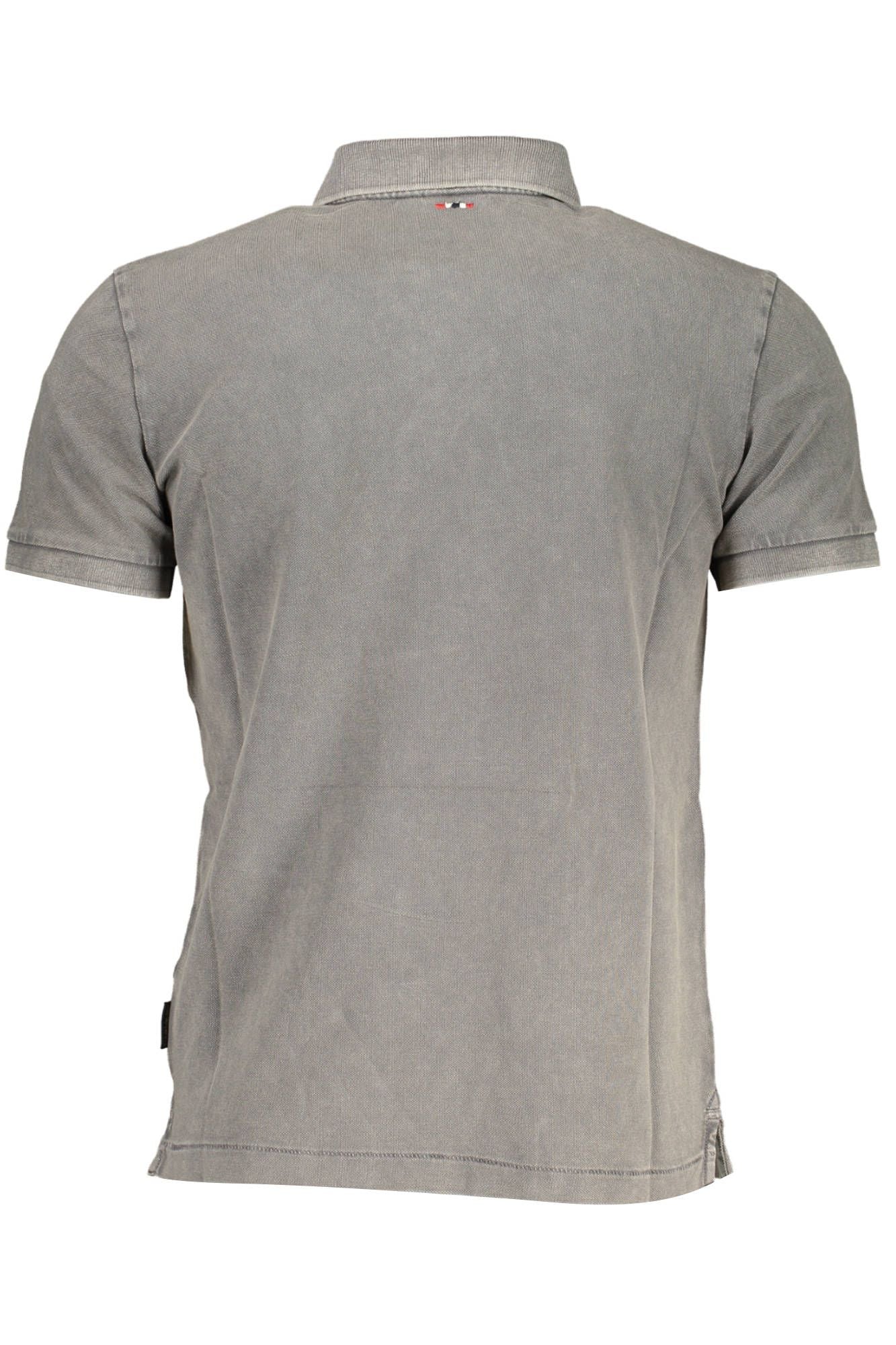 Gray Cotton Men Polo Shirt