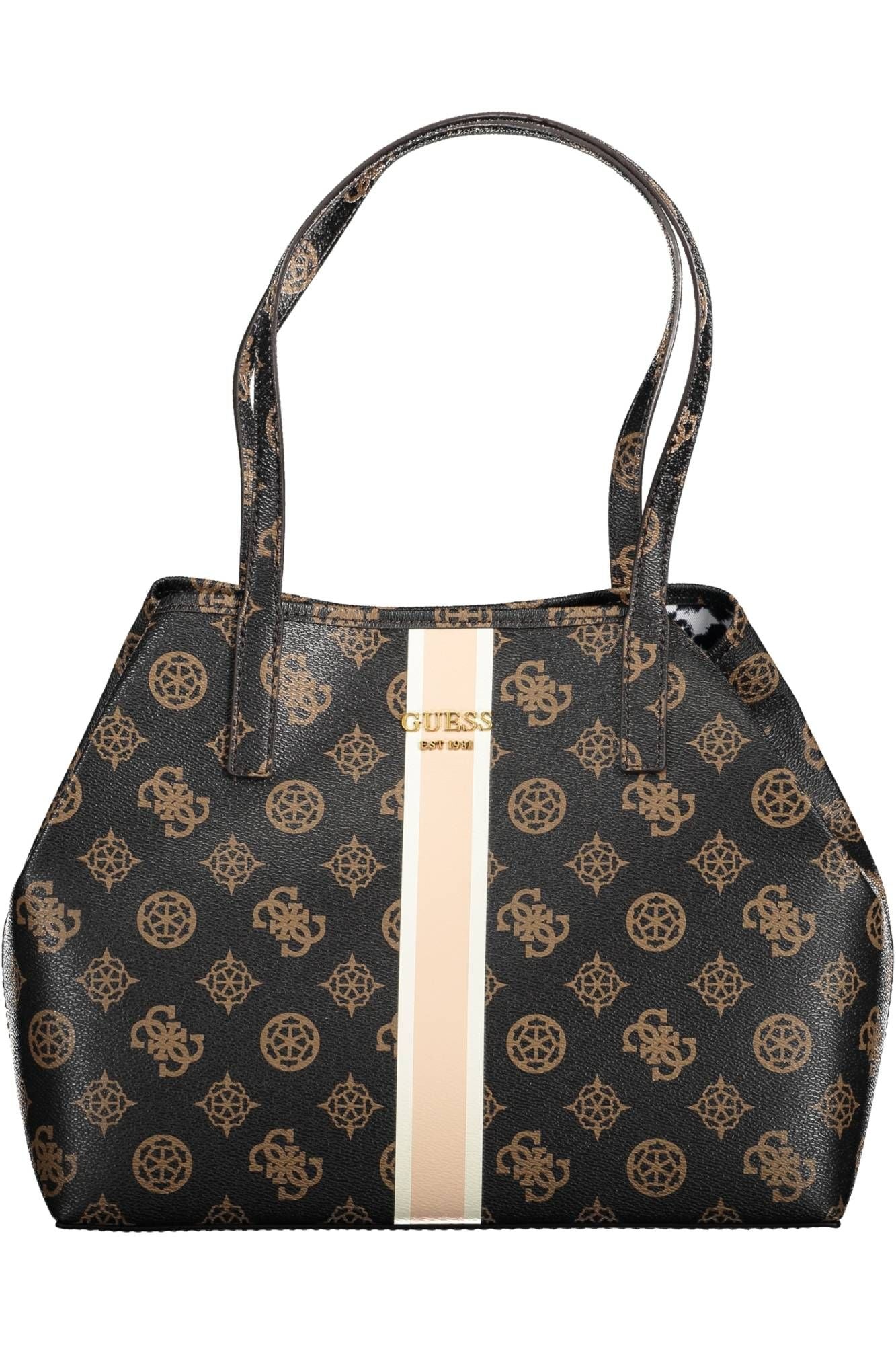 Brown Polyurethane Women Handbag