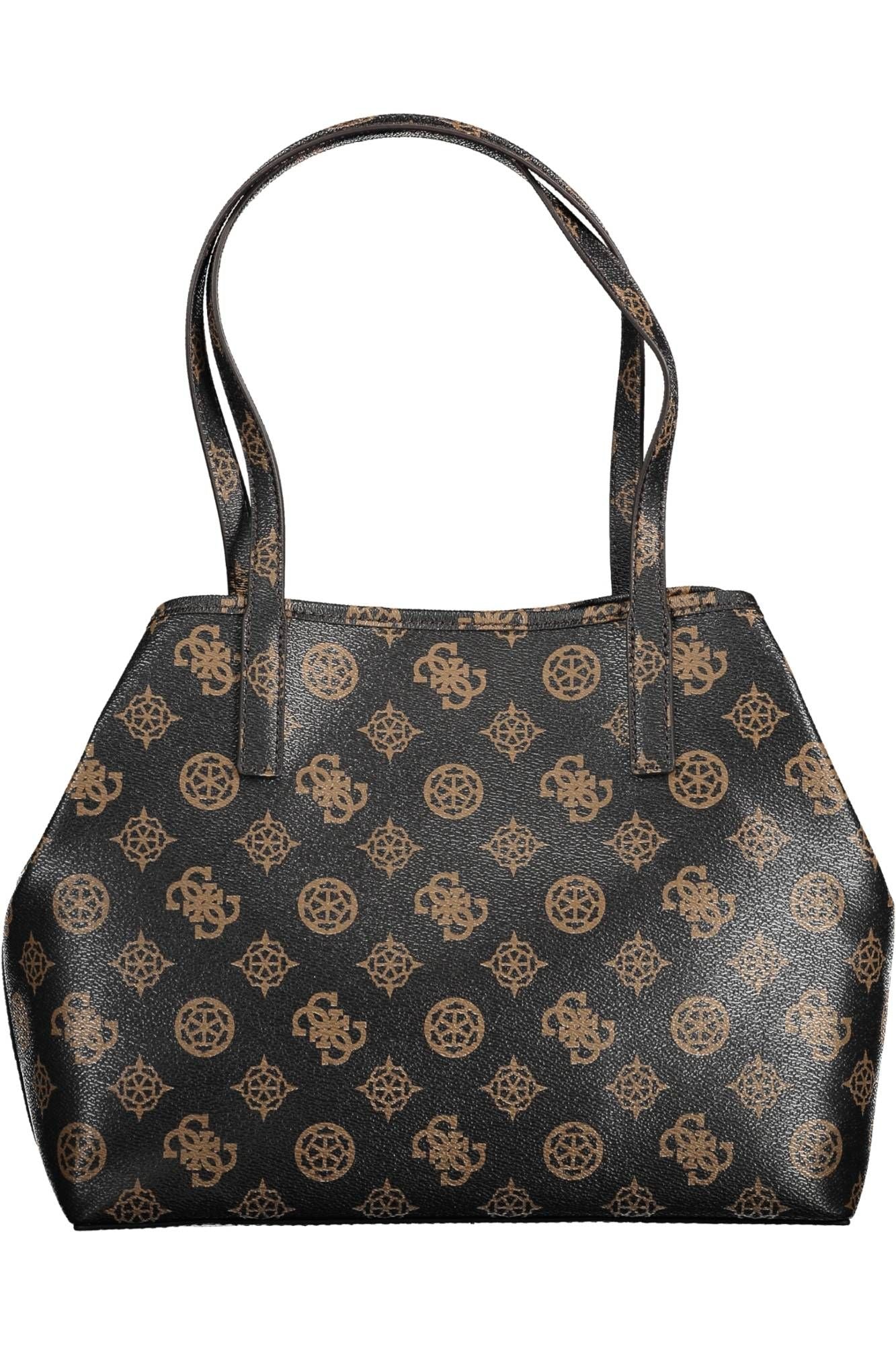 Brown Polyurethane Women Handbag
