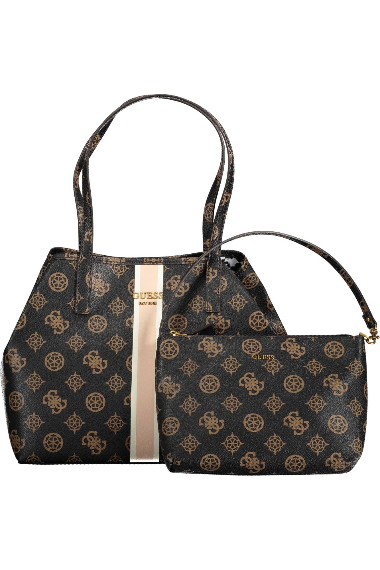 Brown Polyurethane Women Handbag