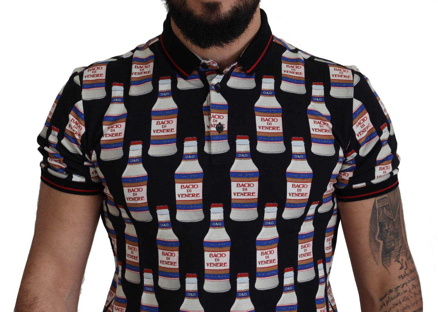 Elegant Black Venus Kiss Polo Tee