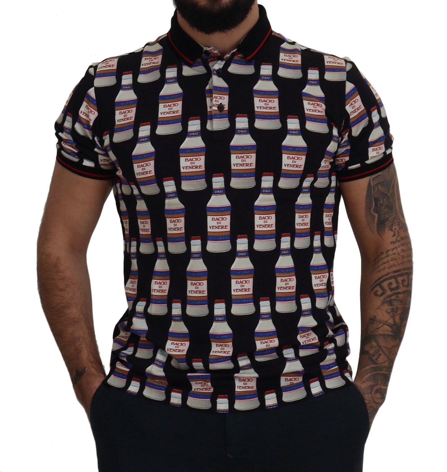 Elegant Black Venus Kiss Polo Tee