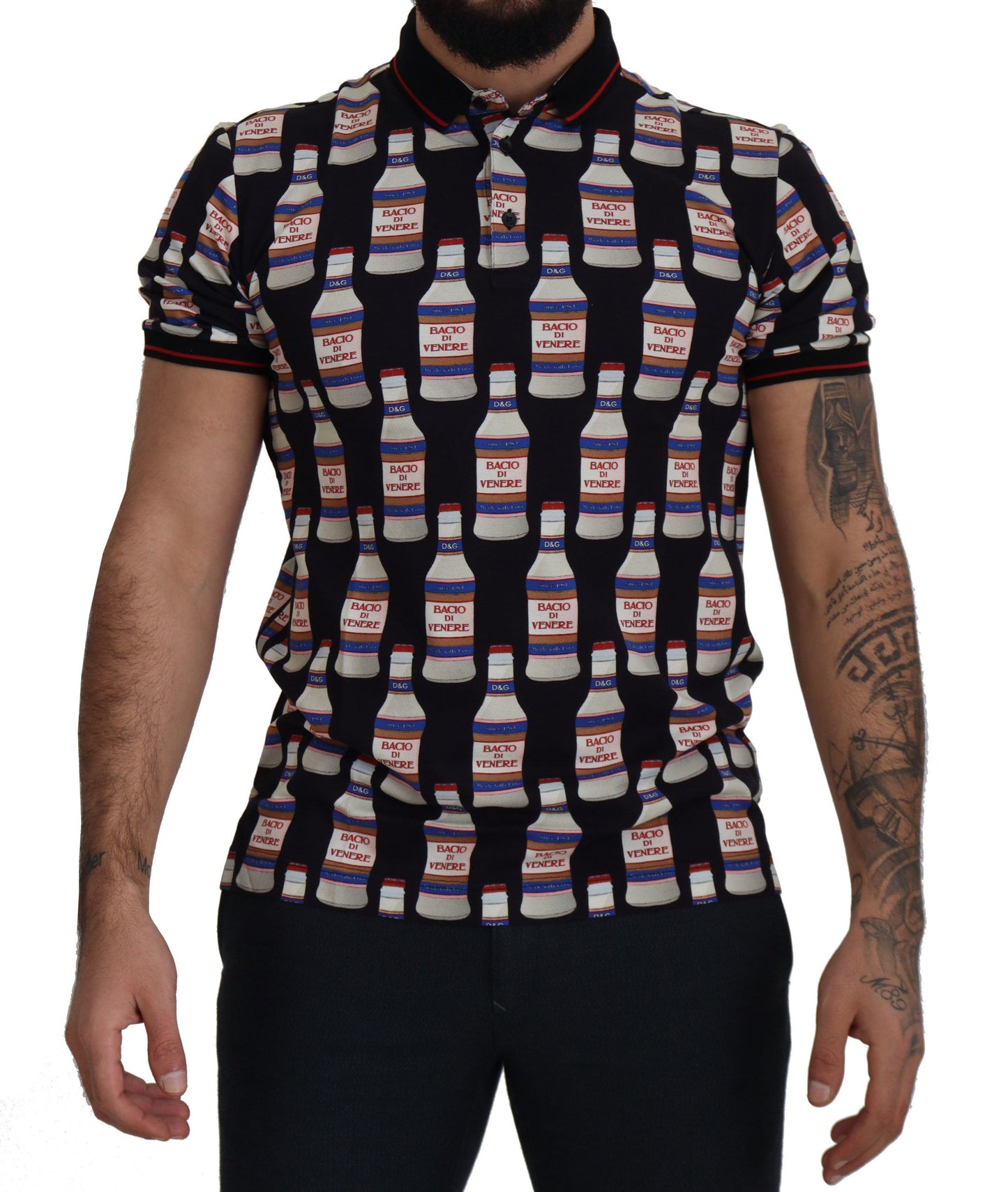 Elegant Black Venus Kiss Polo Tee