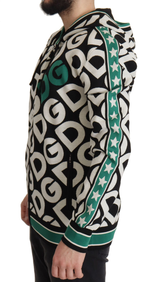 Logo Mania Zip Hooded Wool Sweater