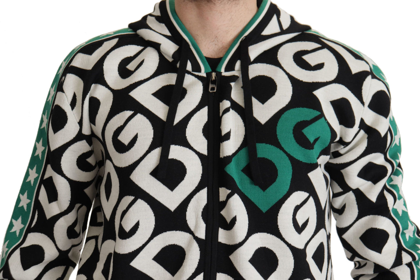 Logo Mania Zip Hooded Wool Sweater