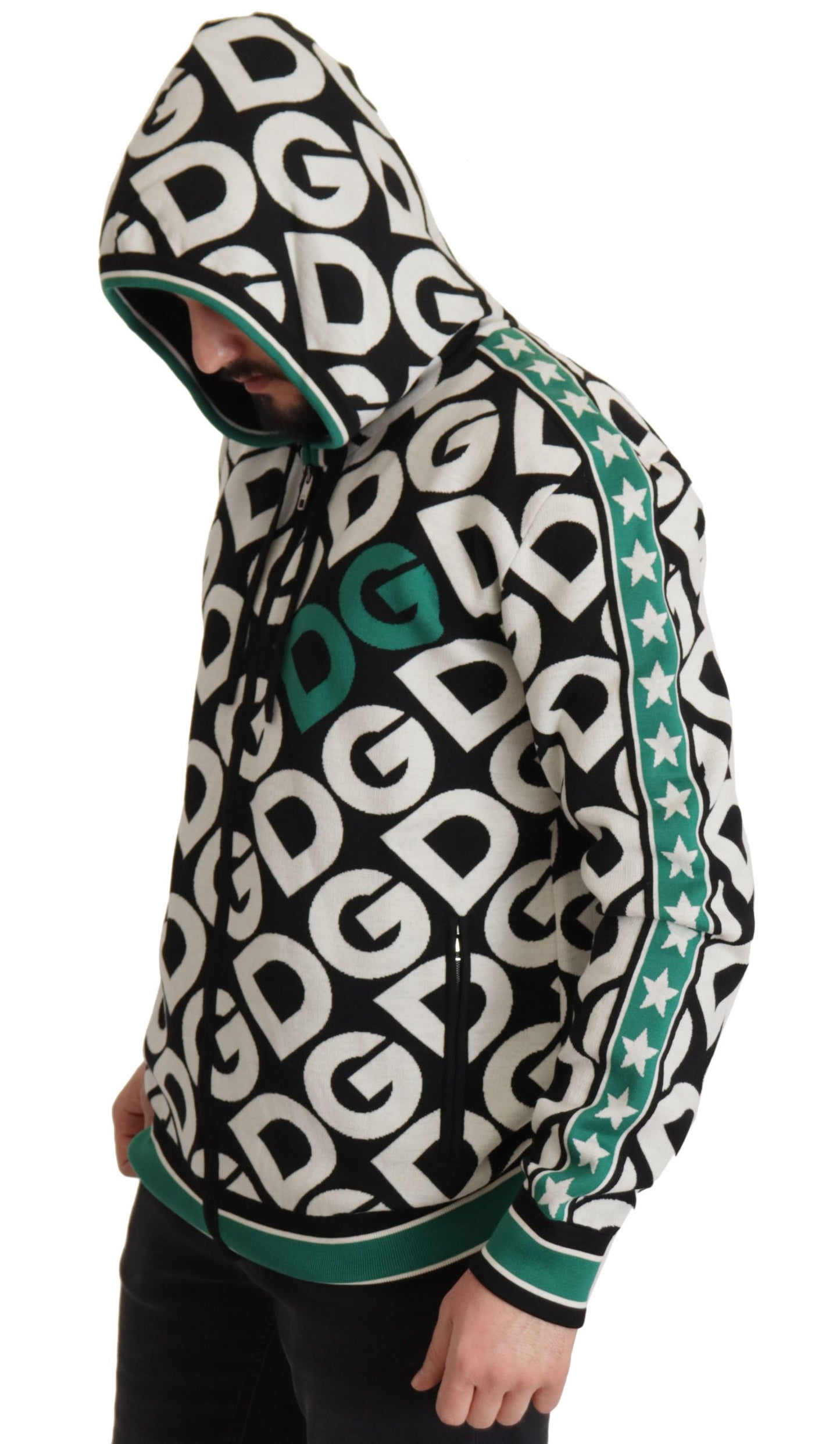 Logo Mania Zip Hooded Wool Sweater