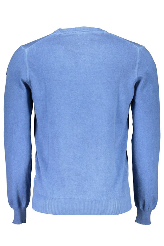 Blue Cotton Men Sweater