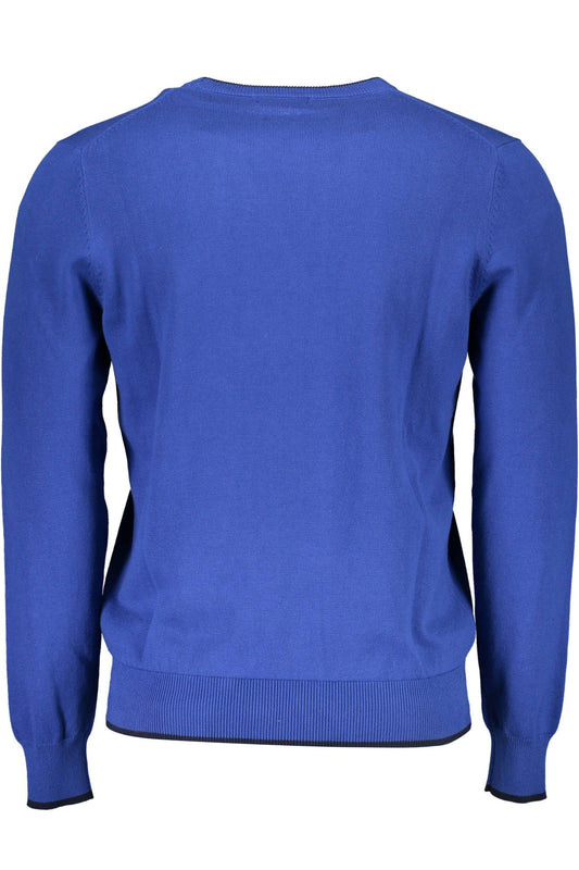Blue Cotton Men Sweater