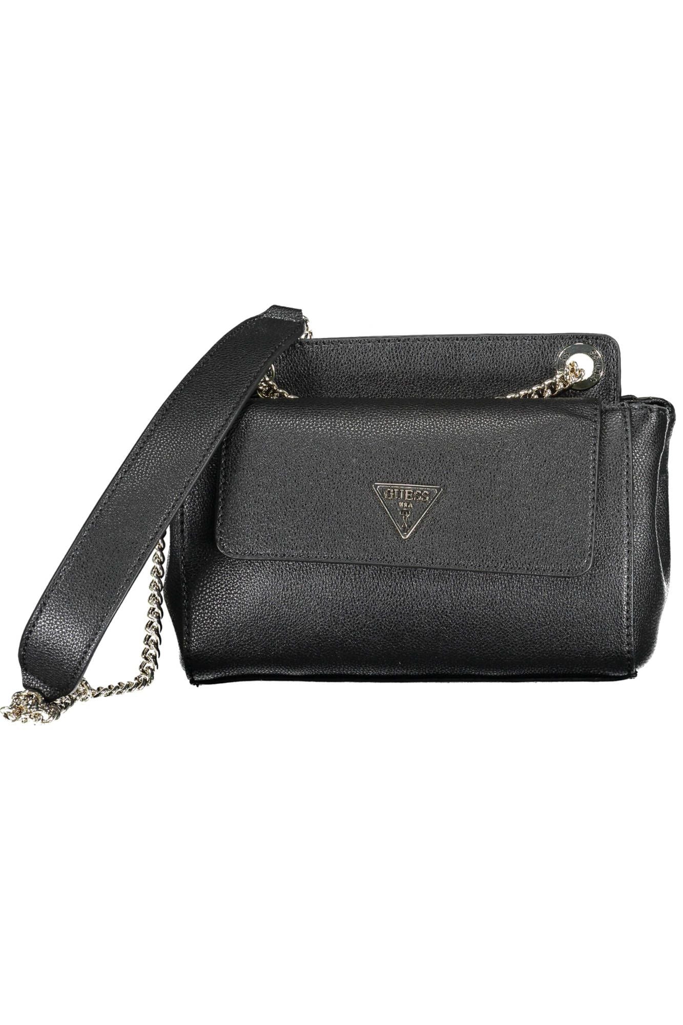 Black Polyurethane Women Handbag
