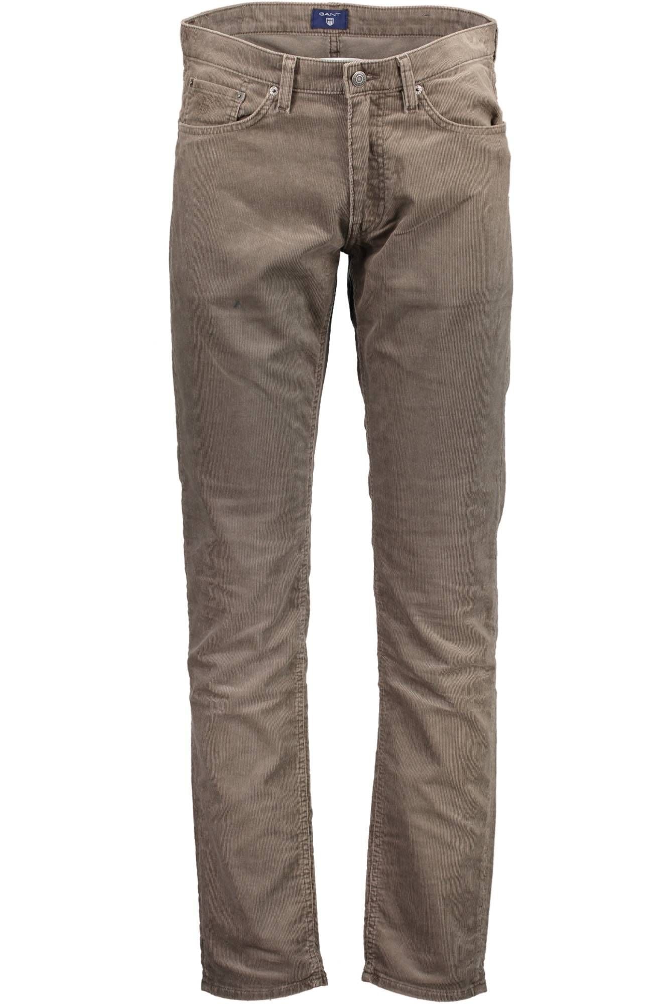 Beige Cotton Men Trouser