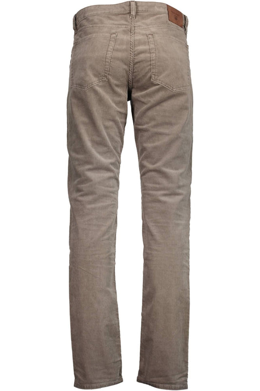 Beige Cotton Men Trouser