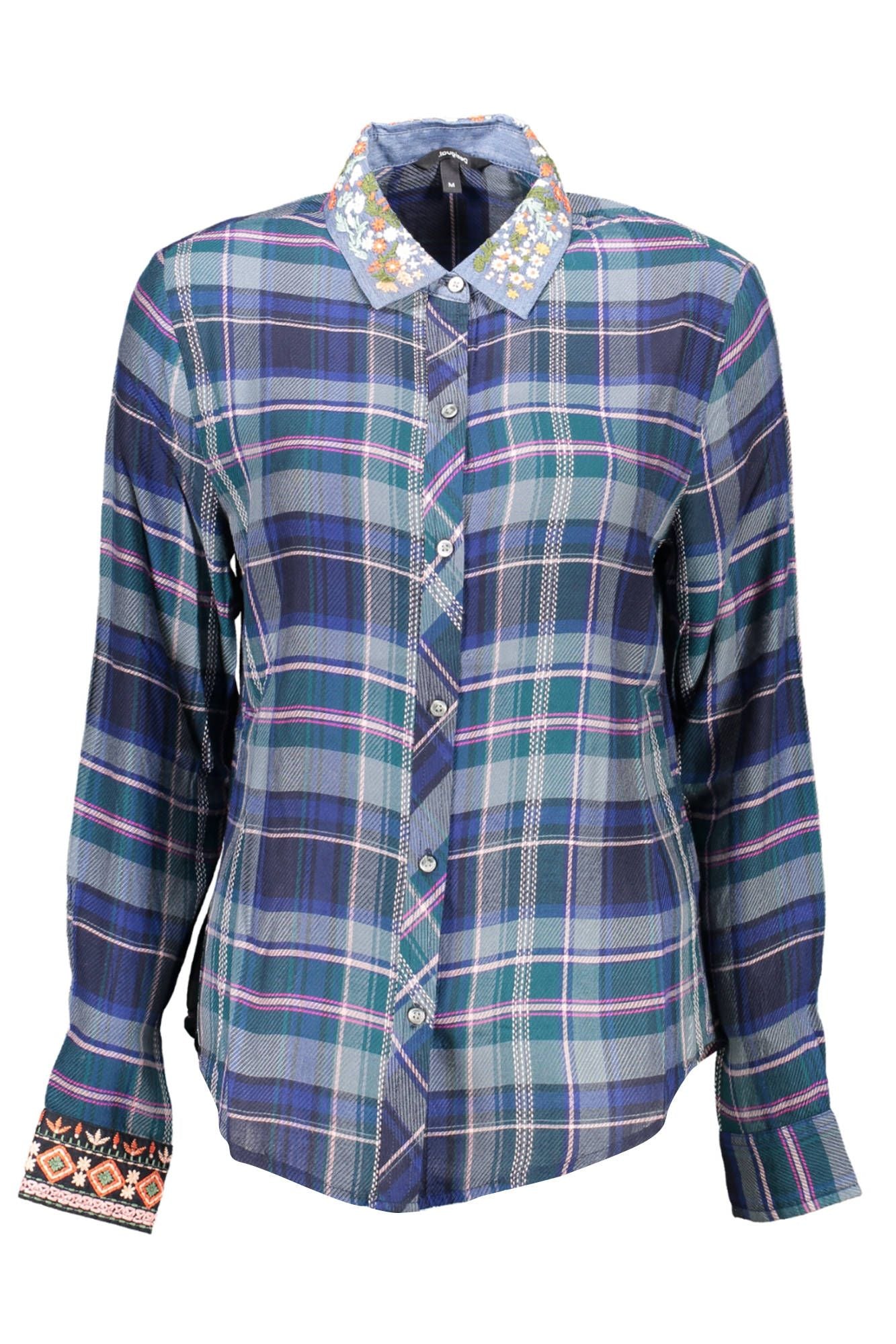 Blue Viscose Women Shirt