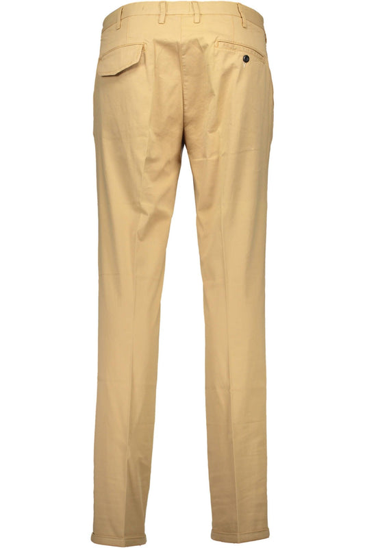 Beige Cotton Men Trouser