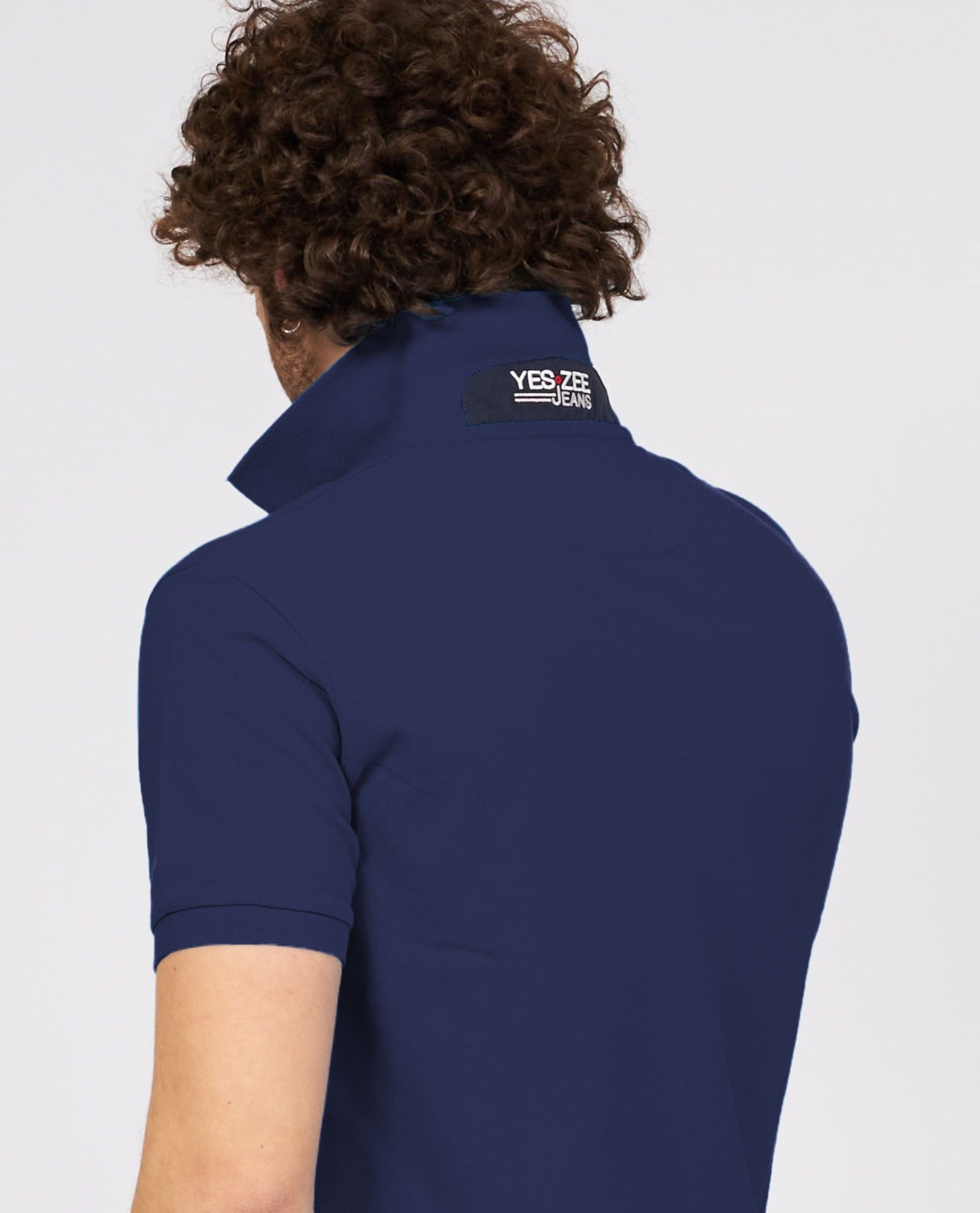 Blue Cotton Men Polo Shirt