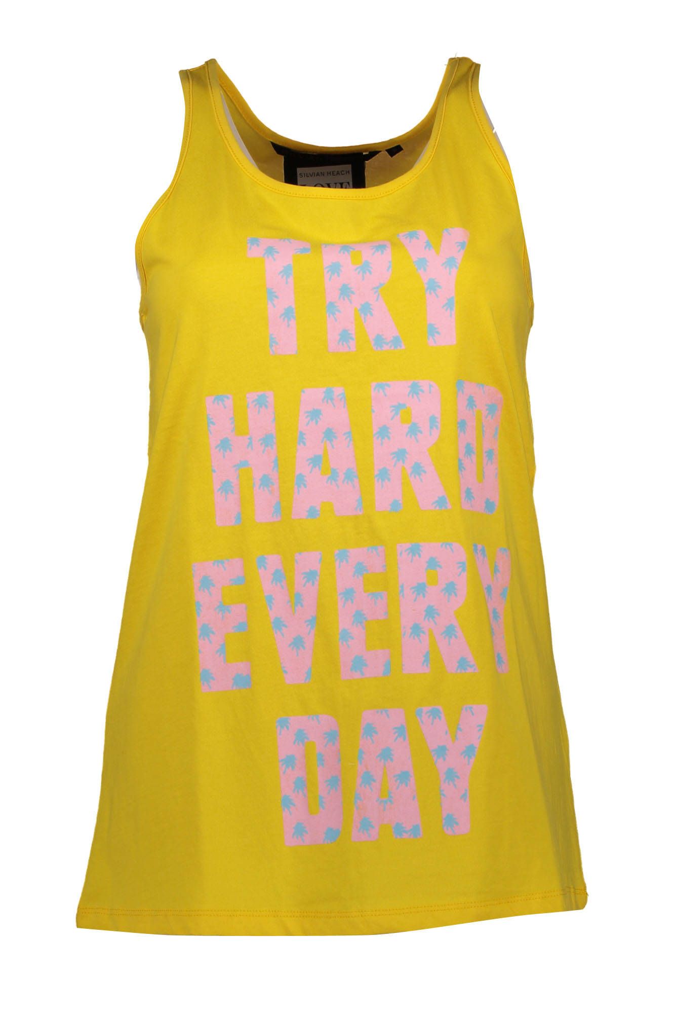 Yellow Cotton Women Tank Top