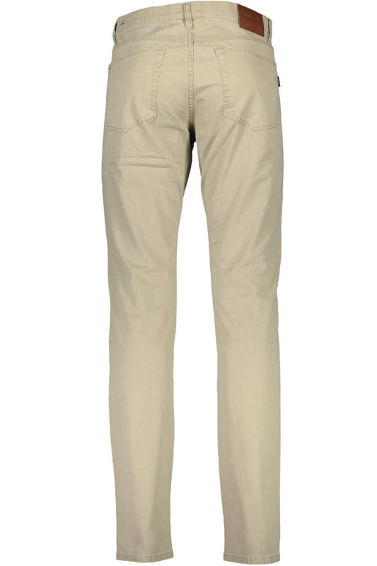 Beige Cotton Men Pants