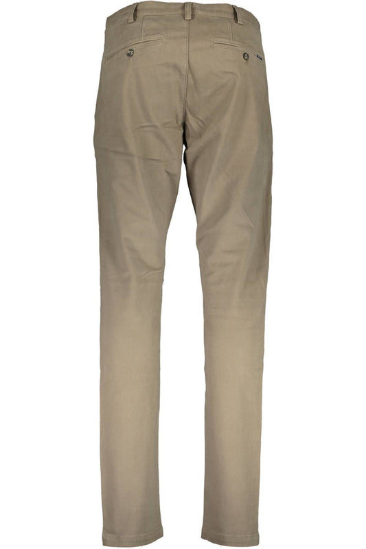 Beige Cotton Men Trouser
