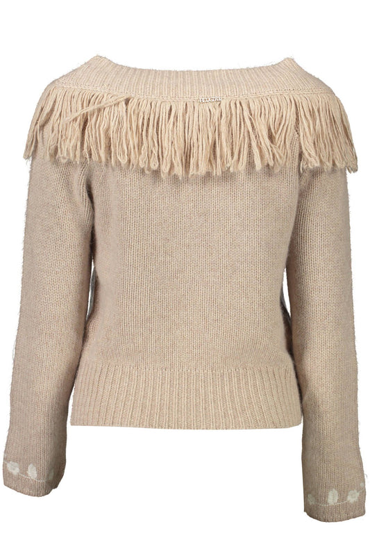 Beige Wool Women Sweater