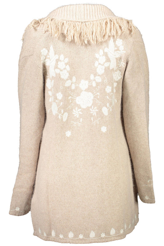 Beige Wool Women Sweater