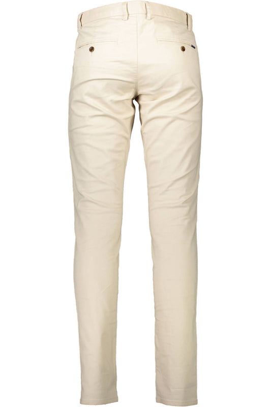 Beige Cotton Men Trousers