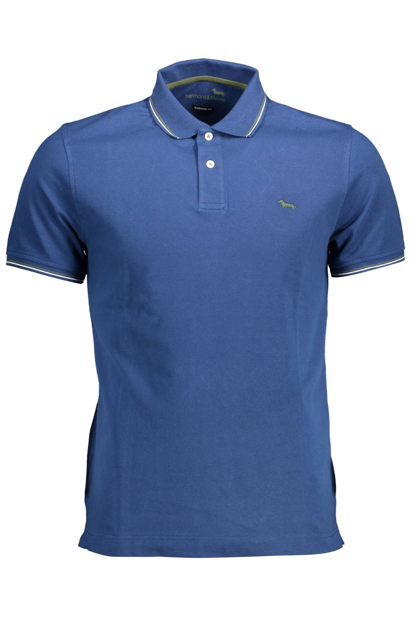 Blue Cotton Men Polo Shirt