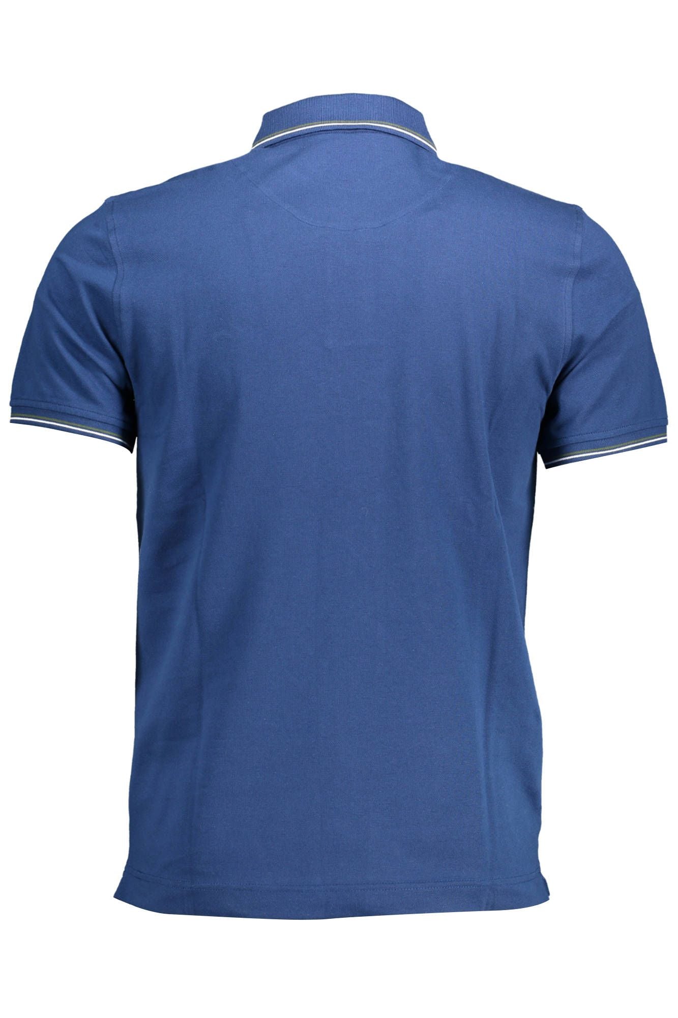 Blue Cotton Men Polo Shirt