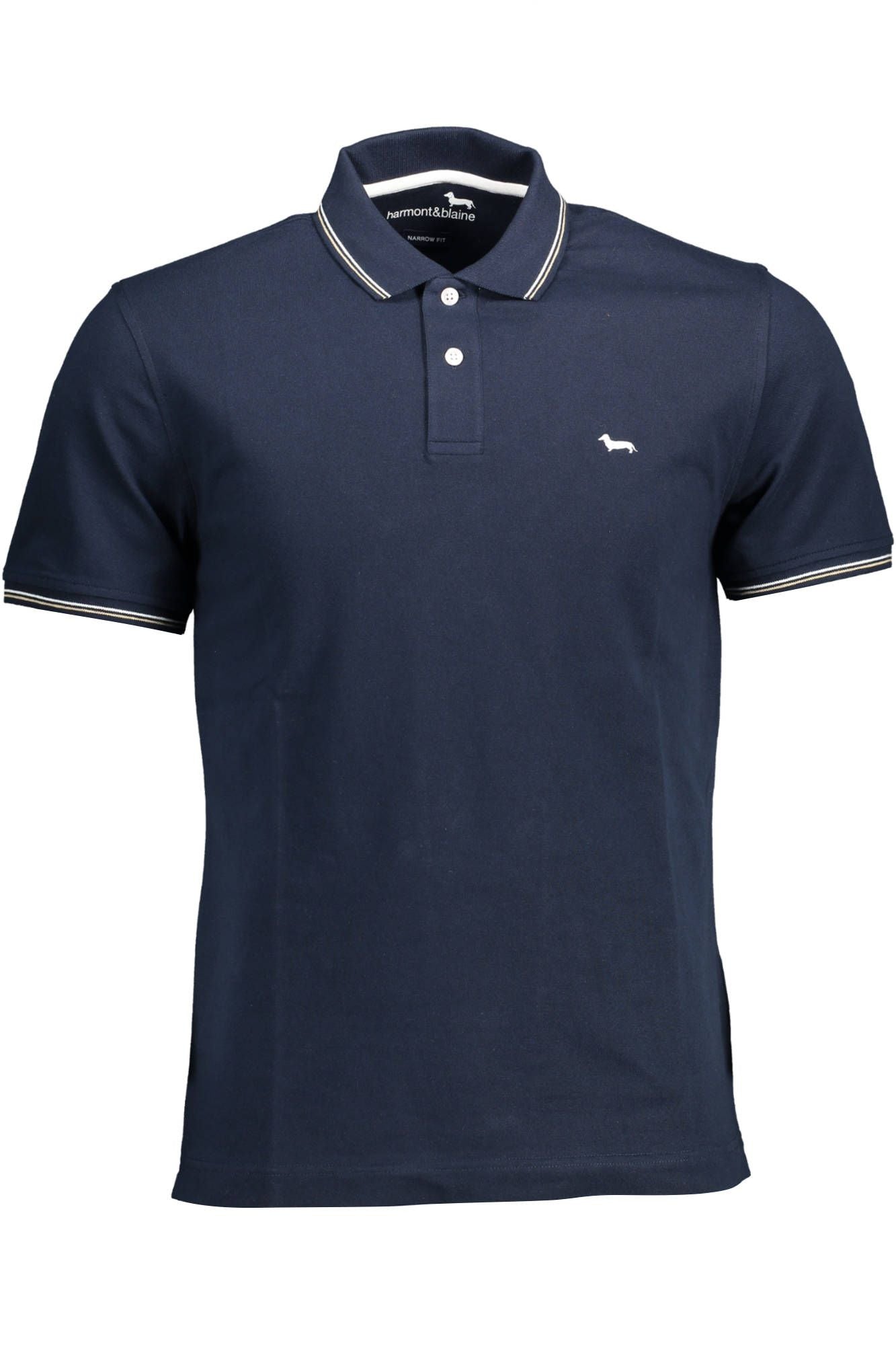 Blue Cotton Men Polo Shirt