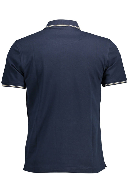 Blue Cotton Men Polo Shirt