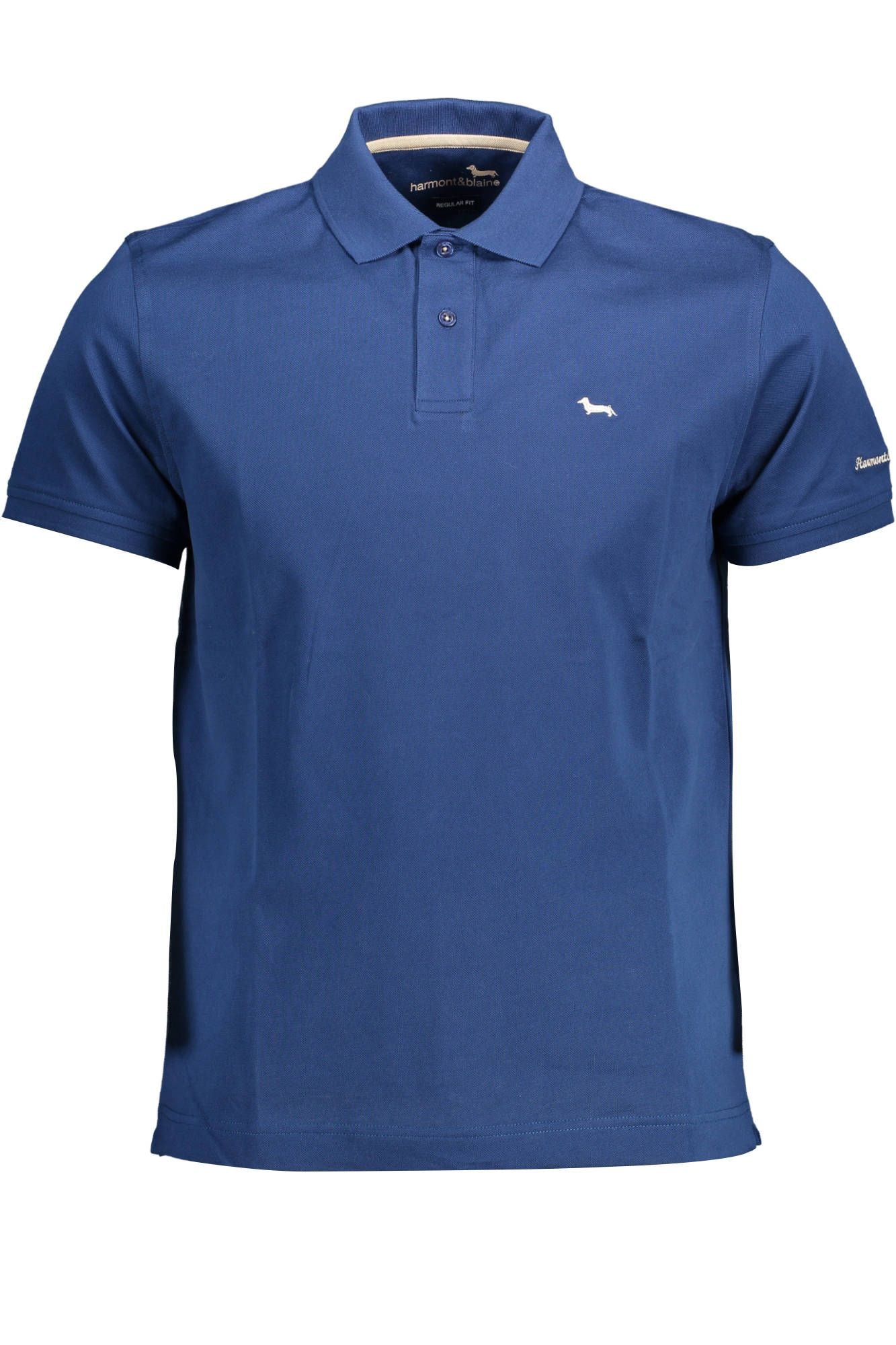 Blue Cotton Men Polo Shirt