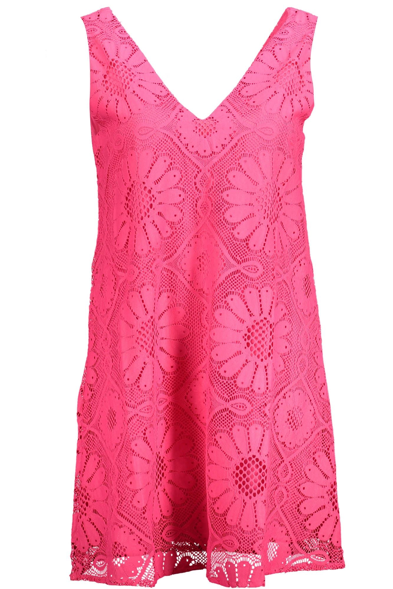 Pink Elastane Women Dress