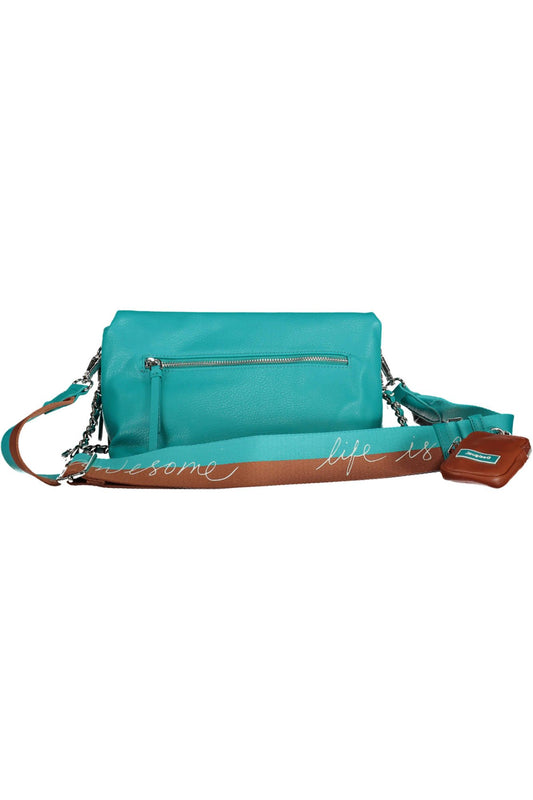 Light Blue Polyurethane Women Handbag
