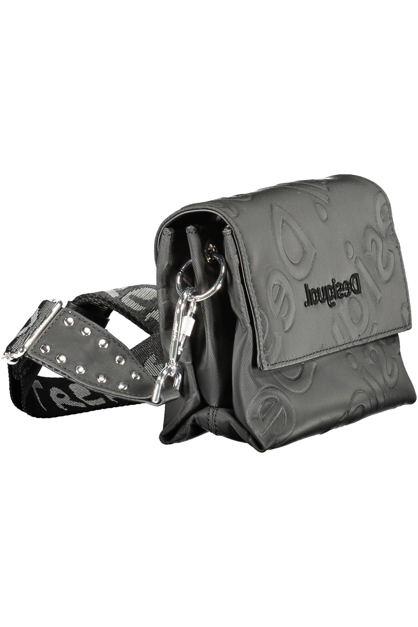 Black Polyurethane Women Handbag