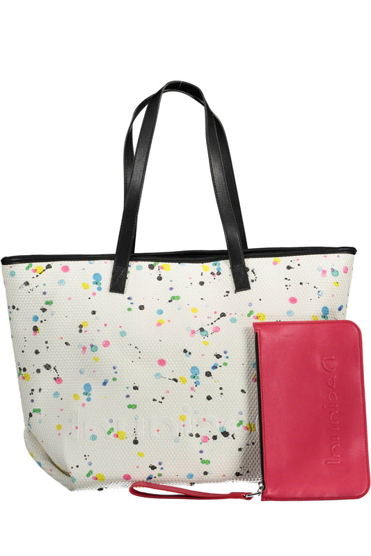 White Polyester Women Handbag