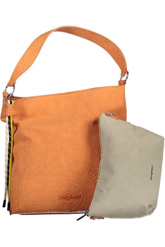 Orange Polyurethane Women Handbag