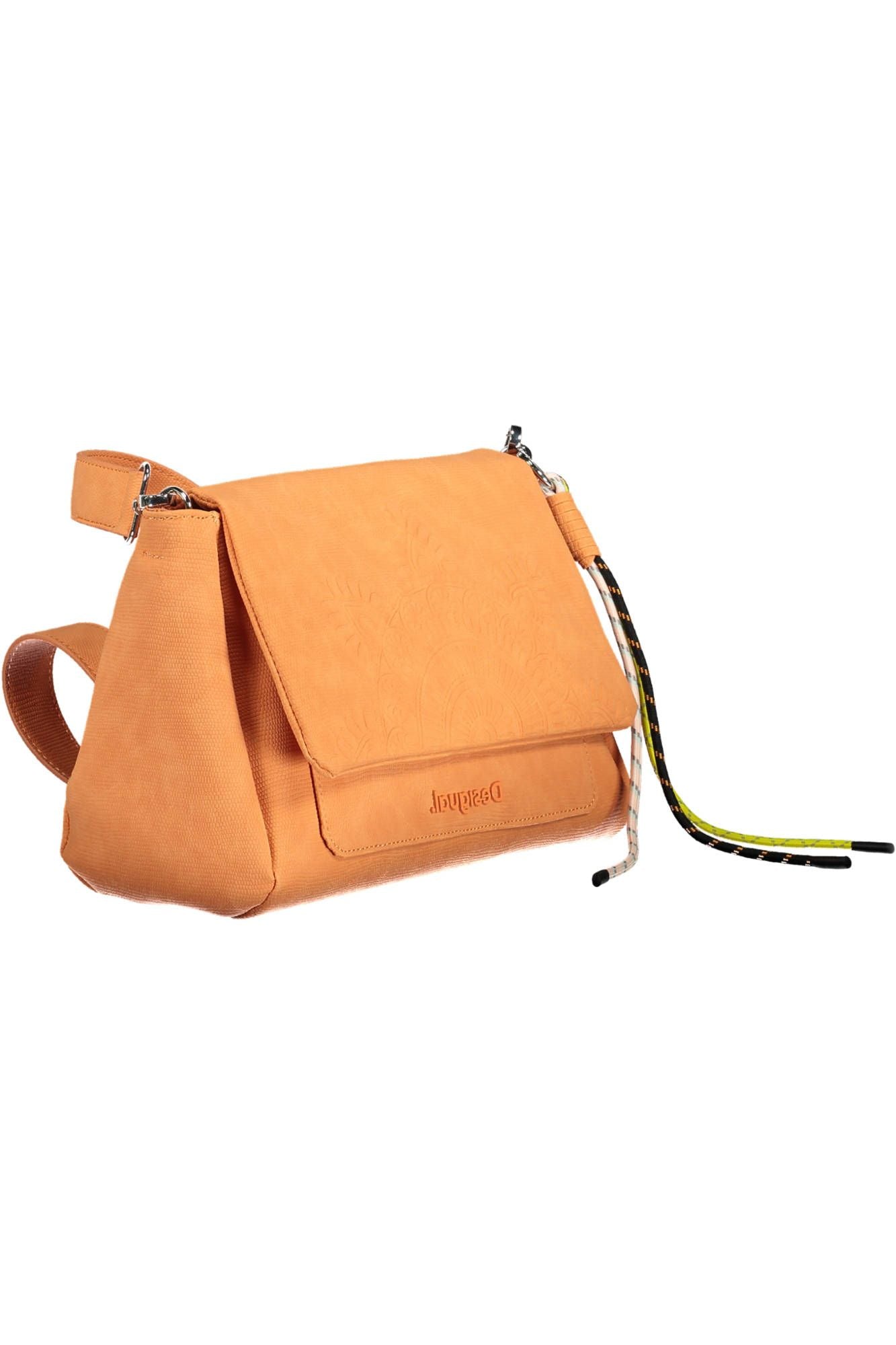 Orange Polyurethane Women Handbag